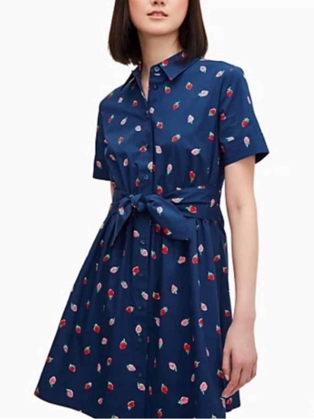 Kate spade Navy Button-Front Strawberry Print Shirt Dress